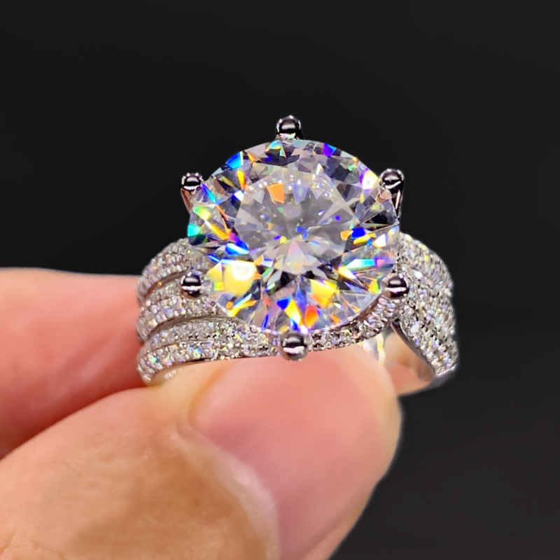 TikTok Live Neuer Bestseller 5 Karat Taubeneier drei Generationen Liebe Moissanit luxuriöser vollständiger Diamant Diamantimitation Ring - 1