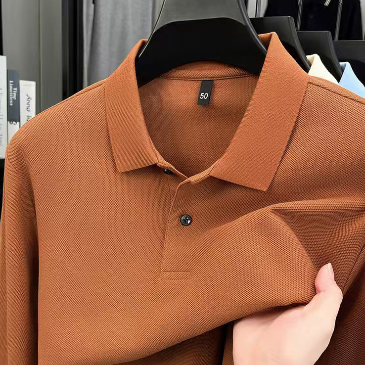 100% Cotton Men's Long Sleeve Polo Shirt, Embroidery Ready
