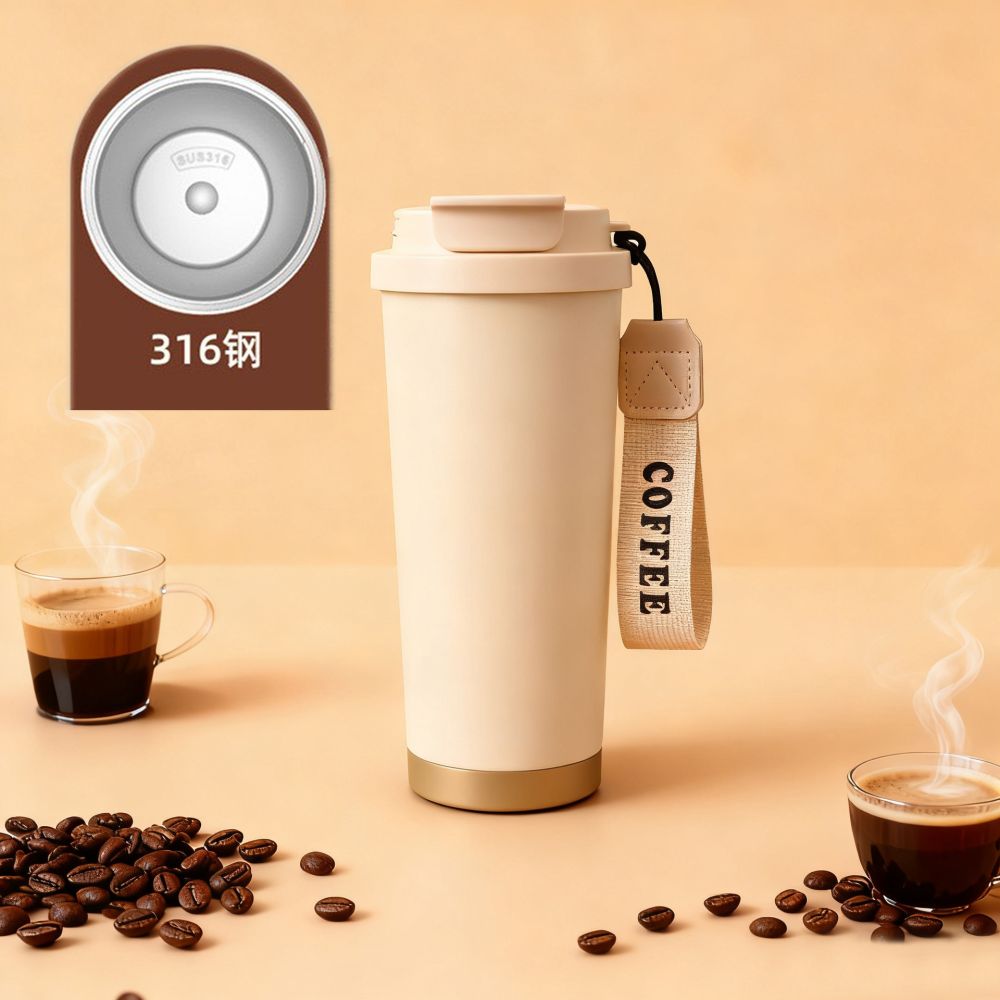 Lily of the Valley Coffee Cup 316 Stainless Steel Insulated Tumbler New Model Ceramic Inner Liner High-End Dual-Use Water Cup with Straw - 7