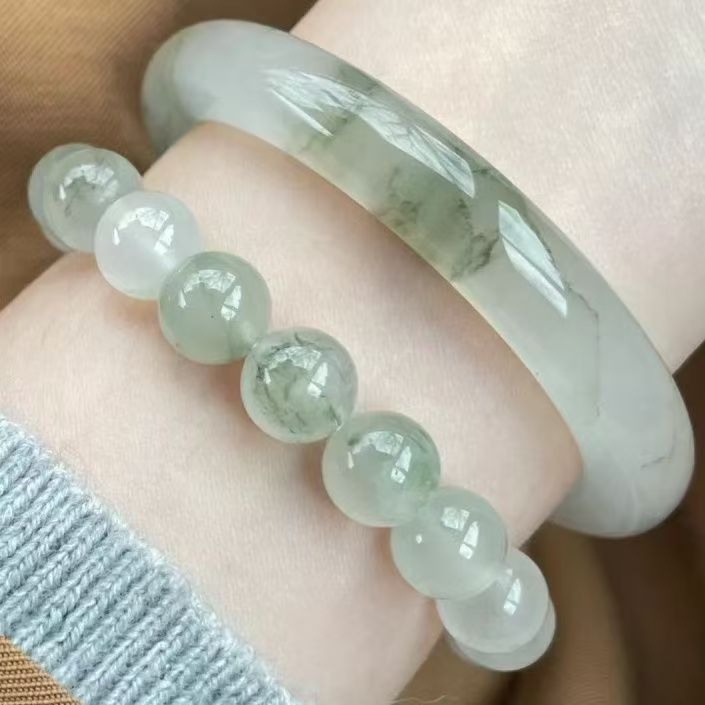 Tianshan yeşim tarzı 10mm bilezik, buz türü, yüzme çiçek - 1
