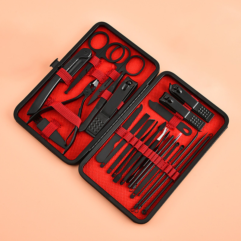 Nail scissors set, black, 8-piece or 24-piece