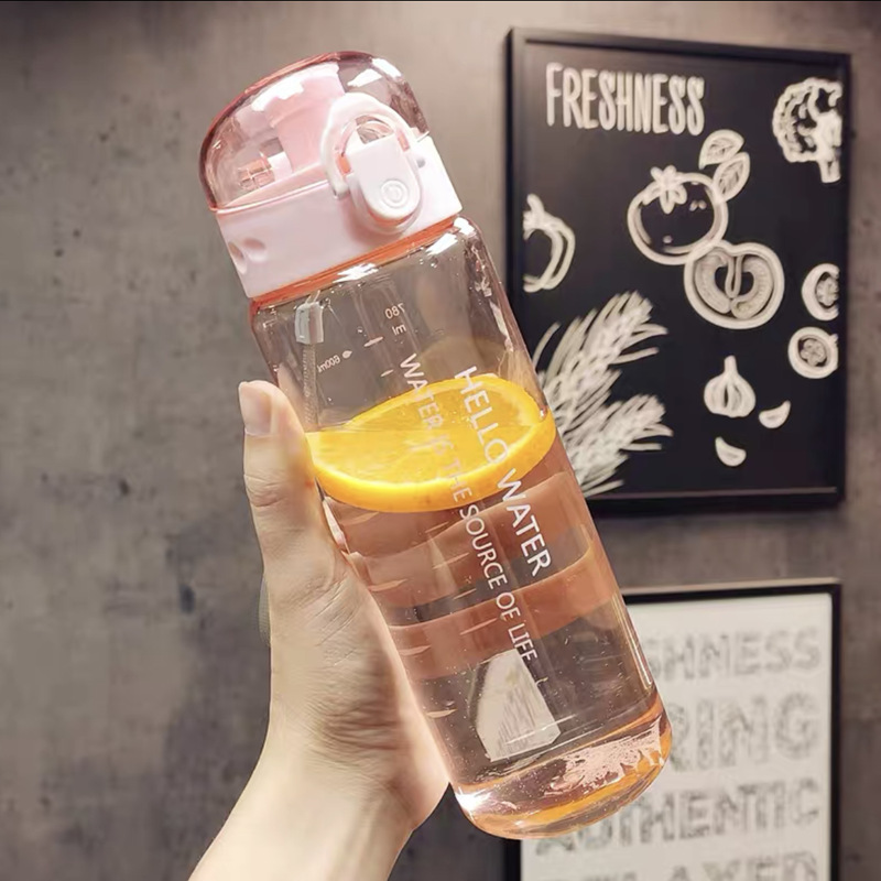 Outdoor sports portable water cup, direct drinking, flip-top lid, plastic cup, high-visibility graduated cup, large capacity cup - 8
