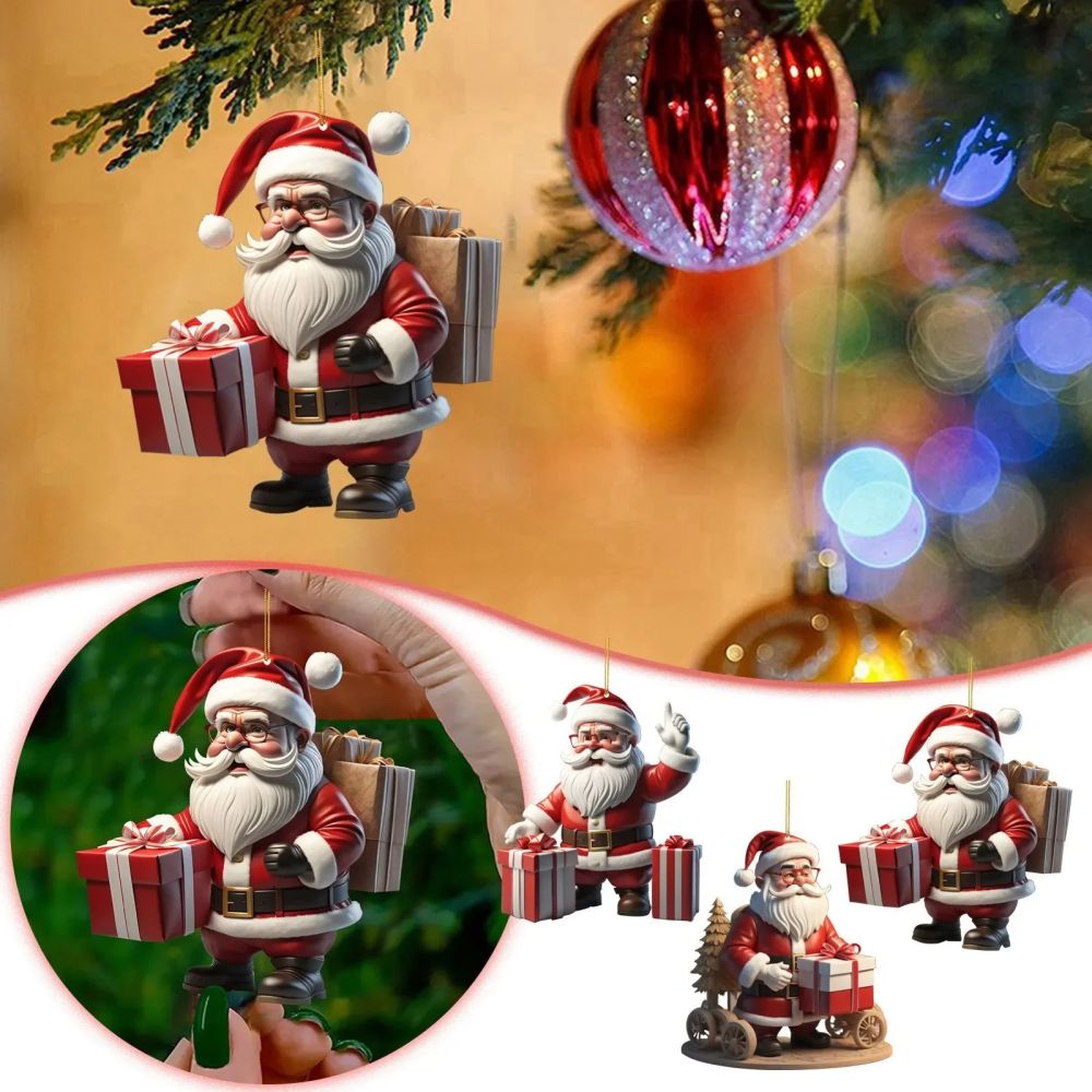 Akrilik Noel Baba Asılı Süs, Noel Ağacı Süsü