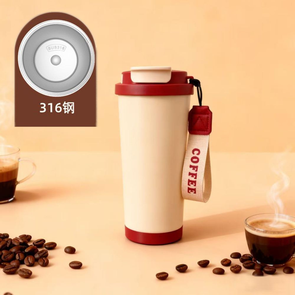 Lily of the Valley Coffee Cup 316 Stainless Steel Insulated Tumbler New Model Ceramic Inner Liner High-End Dual-Use Water Cup with Straw - 8