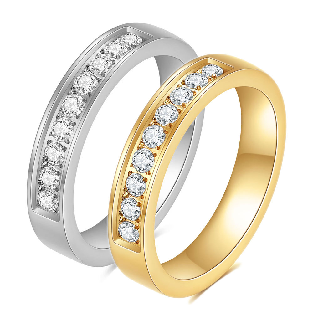 4mm zircon stainless steel ring, minimalist style