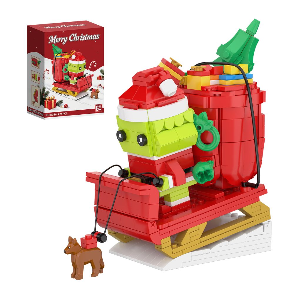 Grinch Christmas 3-in-1 Sled Building Blocks Kids Assembly Small Particle Ornament Festive Gift Toy Customizable