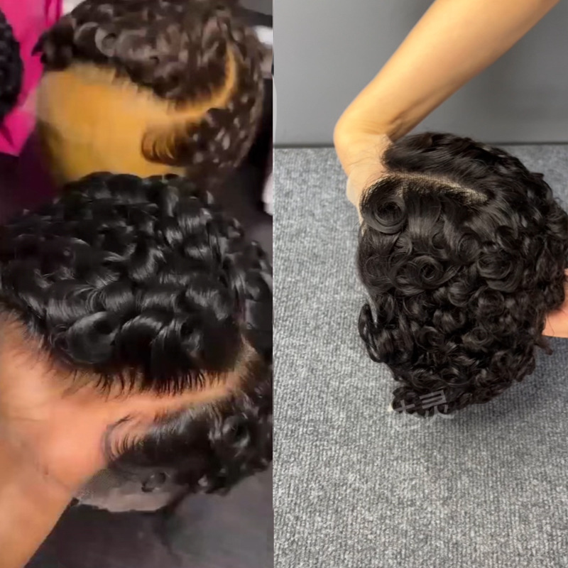Парик Chioma Pixie Short Curly Wig 100% Human Hair Black Afro Kinky Short Natural Hair Wigs