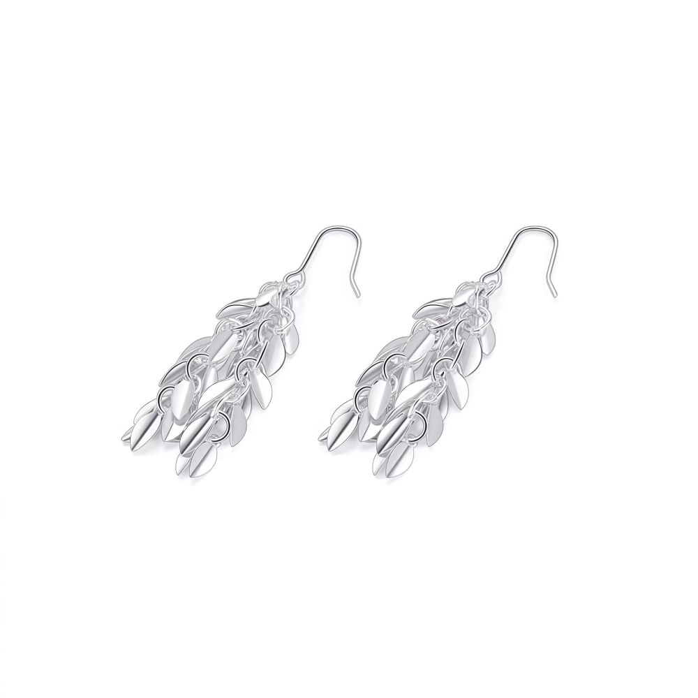 S925 Sterling Silver Shimmering Tassel Drop Earrings