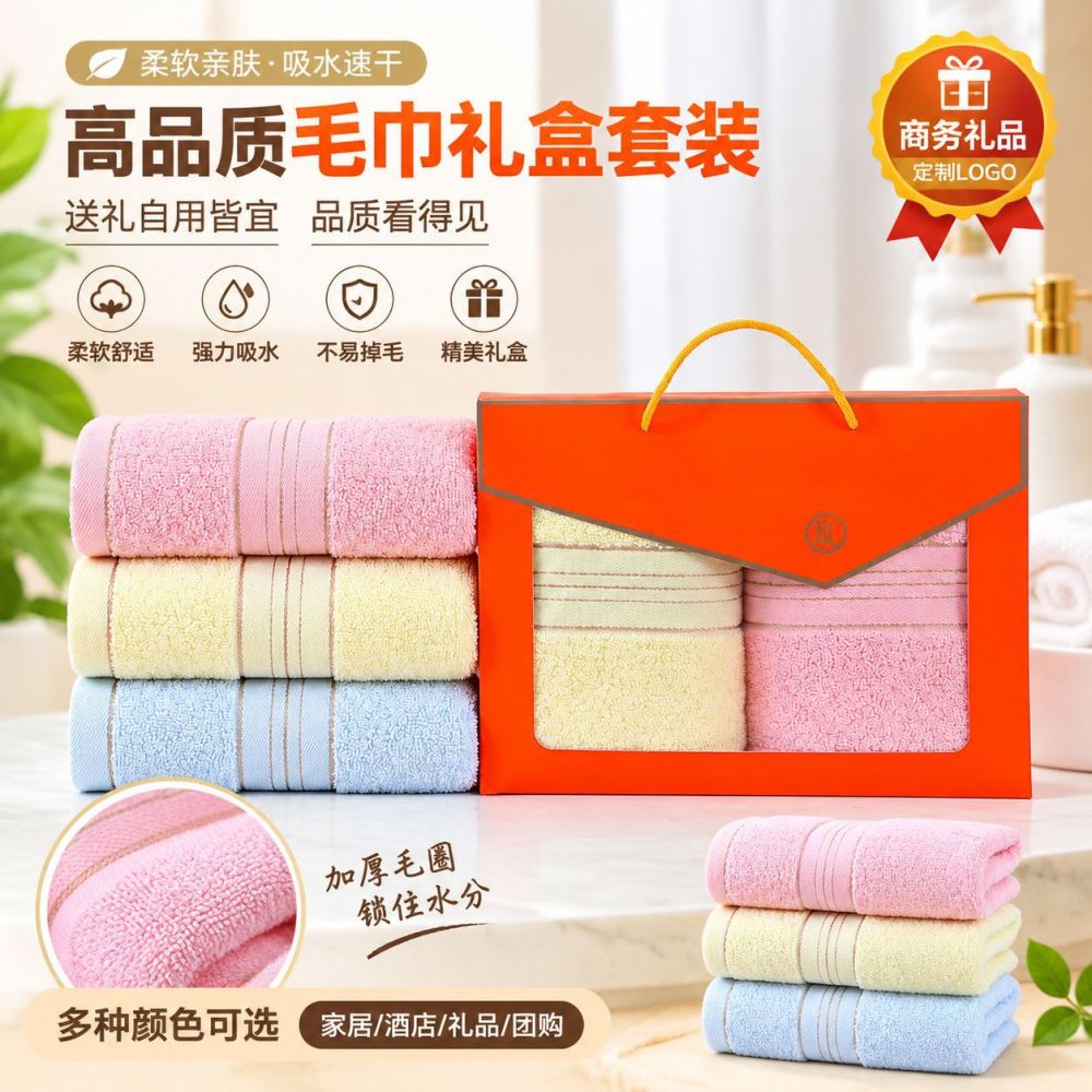 Cotton towel gift box set, 100% cotton, weddings and special occasions