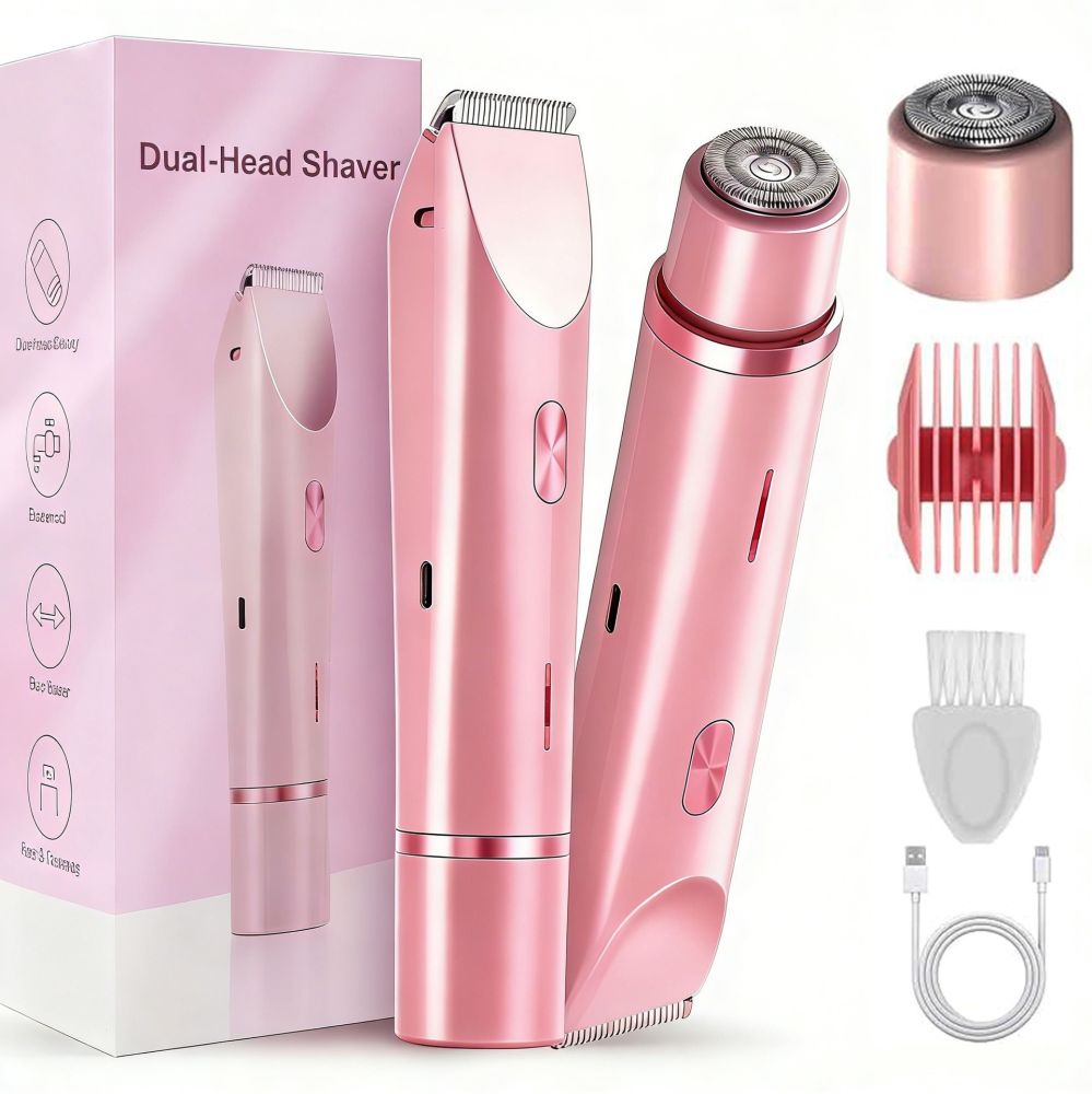 Cross-border Bestseller Women's Electric Shaver Dual-Head Hair Trimmer Body Hair Removal Epilator Intimate and Full Body Hair Removal Device