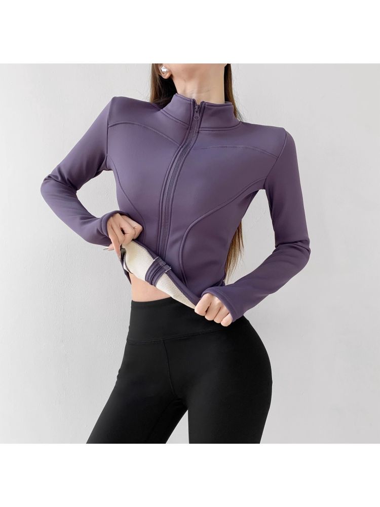 Damen-Yogajacke, Fleece-Futter, warm, Slim Fit