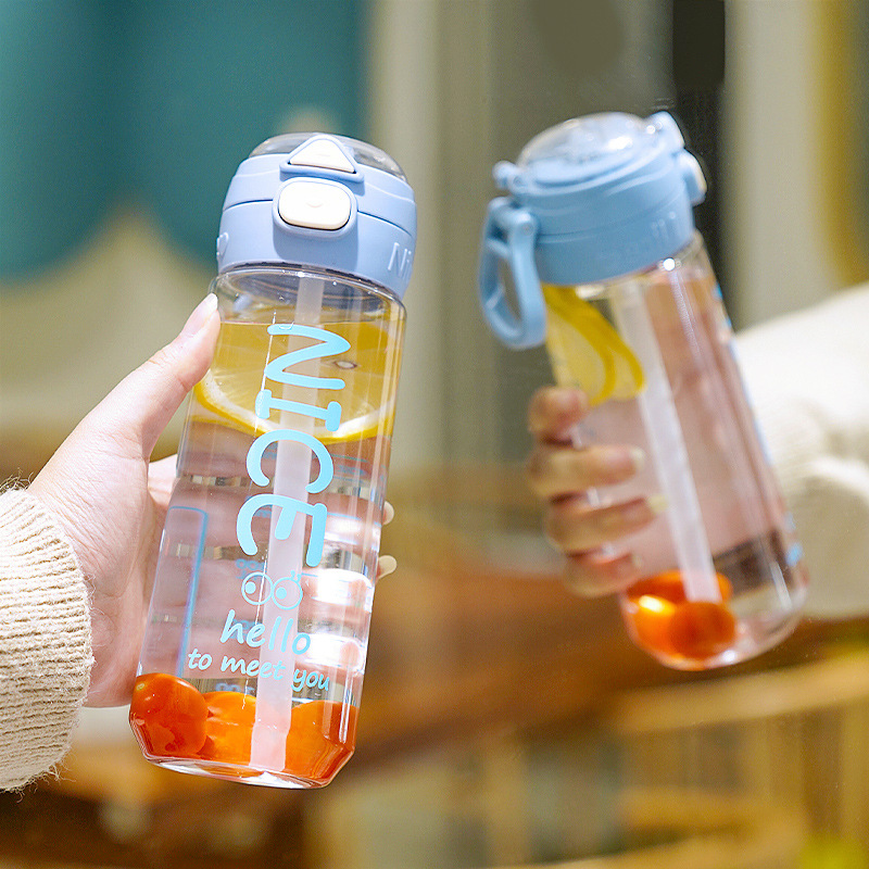 Sommer-Trinkbecher aus Kunststoff mit Strohhalm, doppelt, tragbar, hochwertig, Sportflasche für Männer, Frauen, Studenten und Kinder im Großhandel - 4