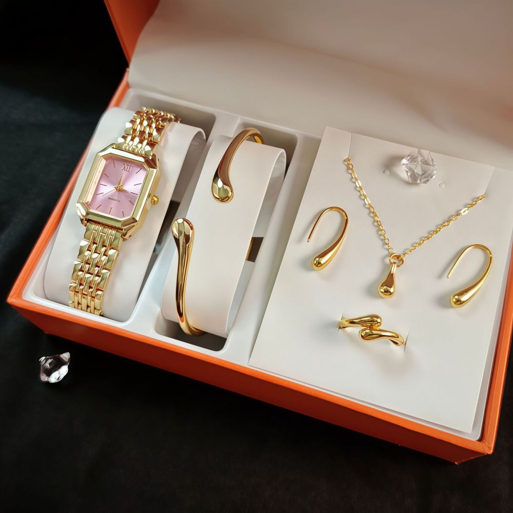 Square Ladies' Quartz Watch with Steel Band, Fashion Design