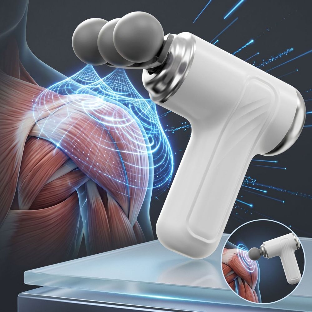 Cross-border 3-Head Fascia Gun with 9 Interchangeable Heads, Body Massager for Deep Percussion Muscle Relaxation, Shoulder, Waist and Back Massage Device