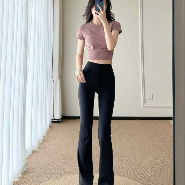 Lulu Original-Style Groove Micro Flare Yoga Pants, Butt-Lifting Pilates Versatile Slim-Fit Slimming Nude-Feel Flared Trousers - 1