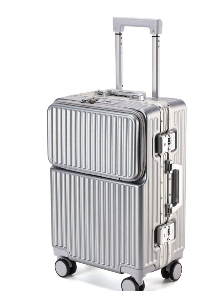 Front Opening Aluminum Frame Luggage Trolley 20 Inch Carry-on Suitcase Large Capacity Travel Silent Universal Wheel Spinner Password Lock Trunk - 1