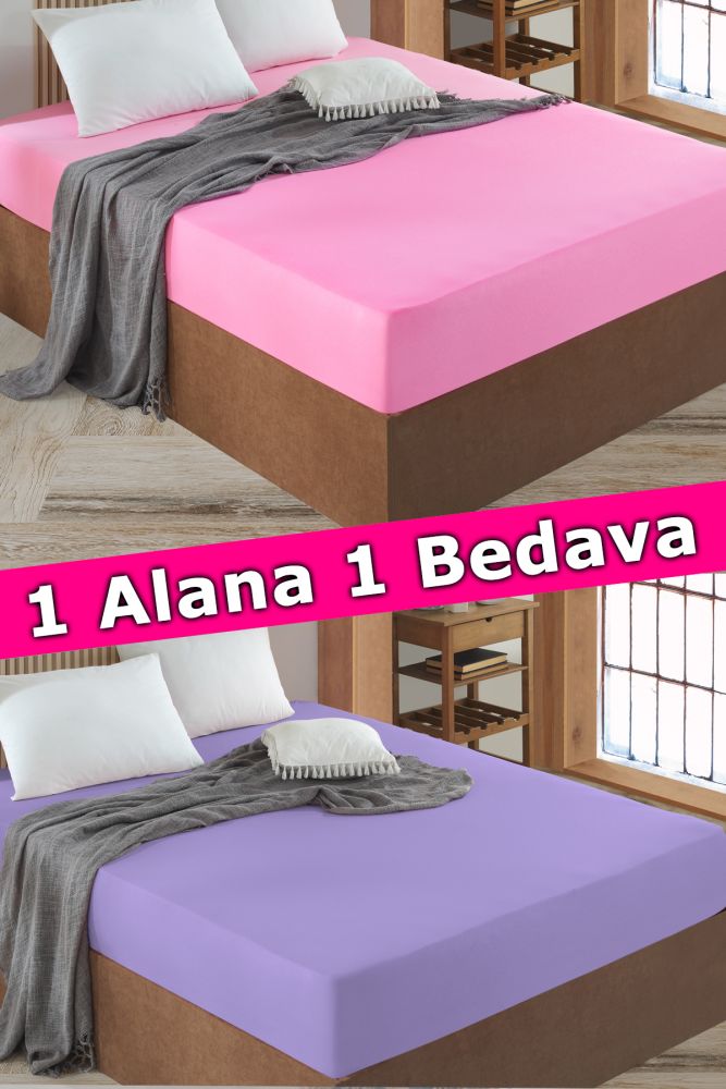 2 Adet Tek Kişilik Lastikli Çarşaf | Pembe&Lila