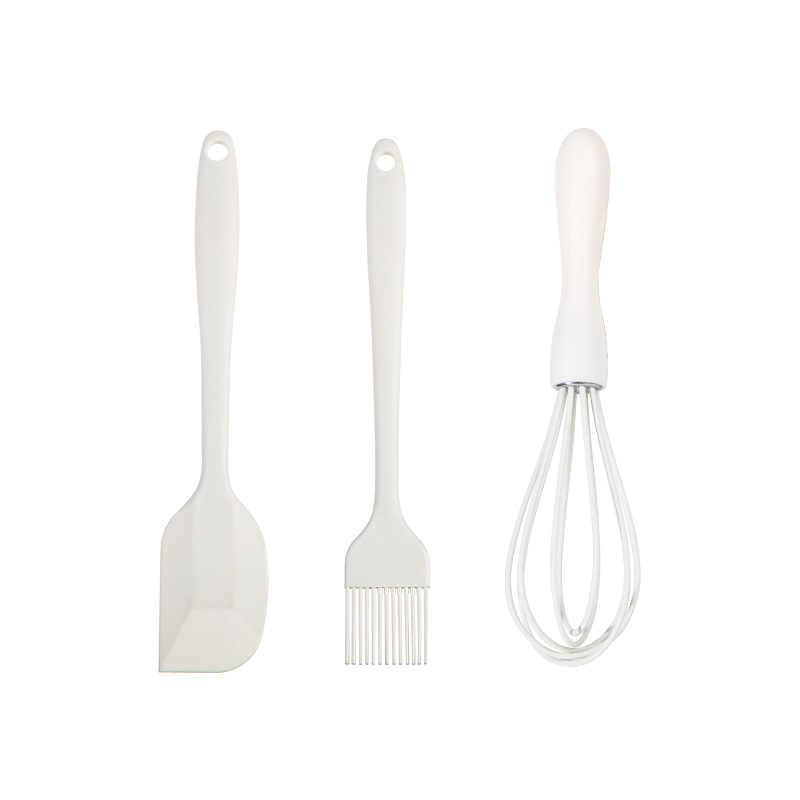 Silikon pişirme 3 parçalı kek kremalı spatula kazıyıcı mutfak ev yumurta çırpıcı barbekü yağ fırçası gadget - 6