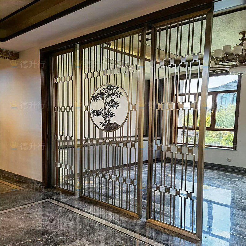 Modern Stainless Steel Folding Screen, Metal Room Divider for Villa and Restaurant - 1