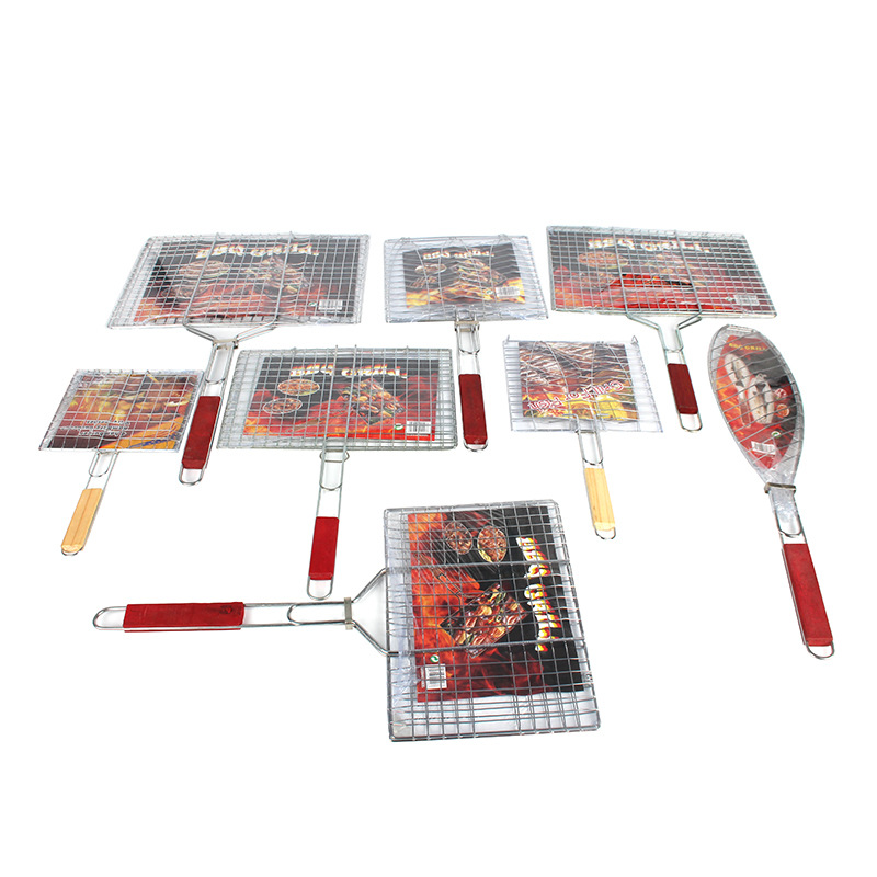BBQ Grill Net with Single and Double Fish Clips and Burger Clips
