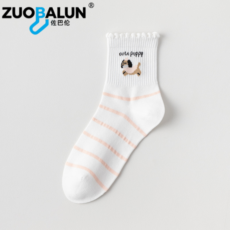 Xinjiang-Baumwoll-Weiße Socken Damen Frühling Herbst Mittellange Socken reine Baumwolle antibakteriell geruchshemmend Cartoon Freizeit-Socken Damen Baumwollsocken Großhandel - 7