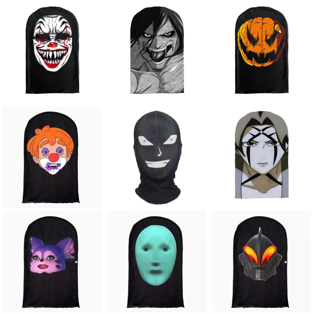 Lustige Parodie-Strickmaske mit Internet-Promi-Ausdruck, Vollgesichtsmaske