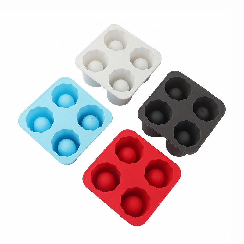 Vierlöchrige Eiswürfelform aus Silikon, zylindrische Eiswürfelform für Wasserglas, Cola-Eiswürfel, Whisky-Eiswürfelform, Topf-Schleifwerkzeug - 3