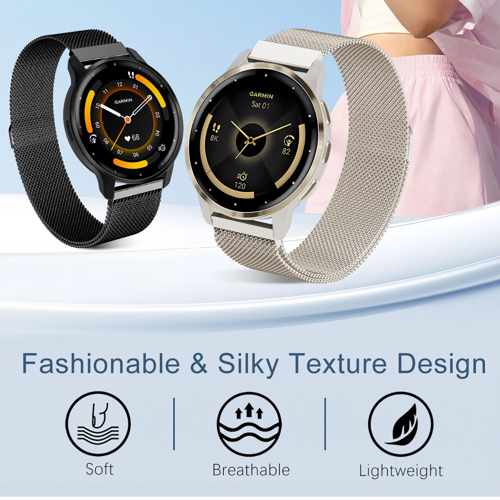 Milanese Metal Watch Band for Garmin Venu and Forerunner 570/265/255
