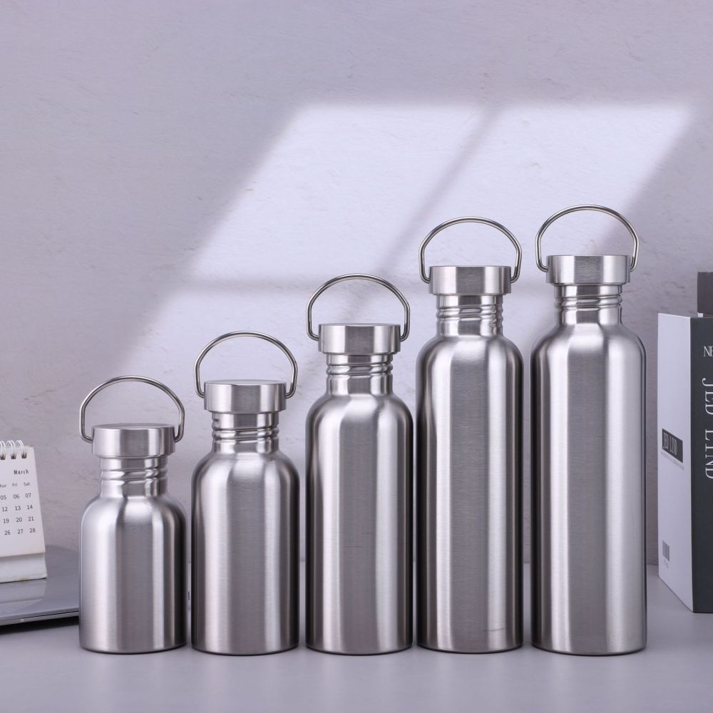 304 stainless steel water cup sports water bottle outdoor portable large capacity water bottle stainless steel single-layer American wide-mouth bottle - 1