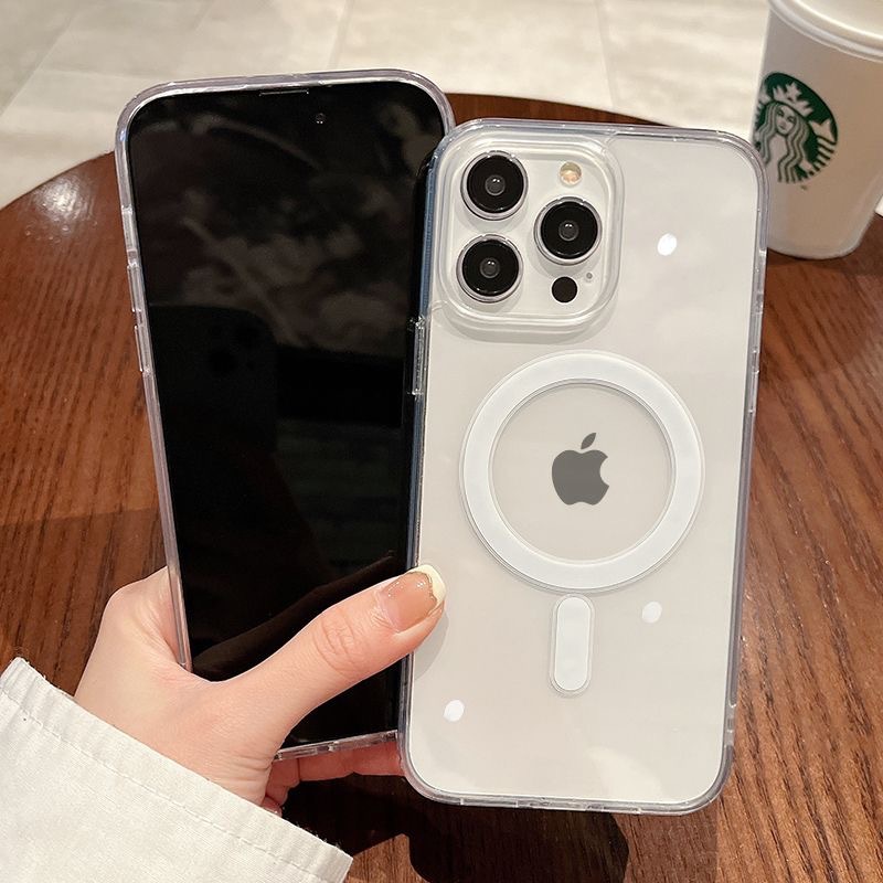 透明磁吸壳苹果17promax适用亚克力iPhone16pro手机壳15软边硬背