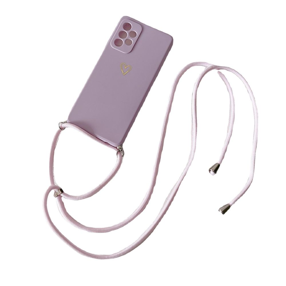 Crossbody Protective Case for Samsung A51/A71 and S21FE with Small Gold Heart Charm, Fits