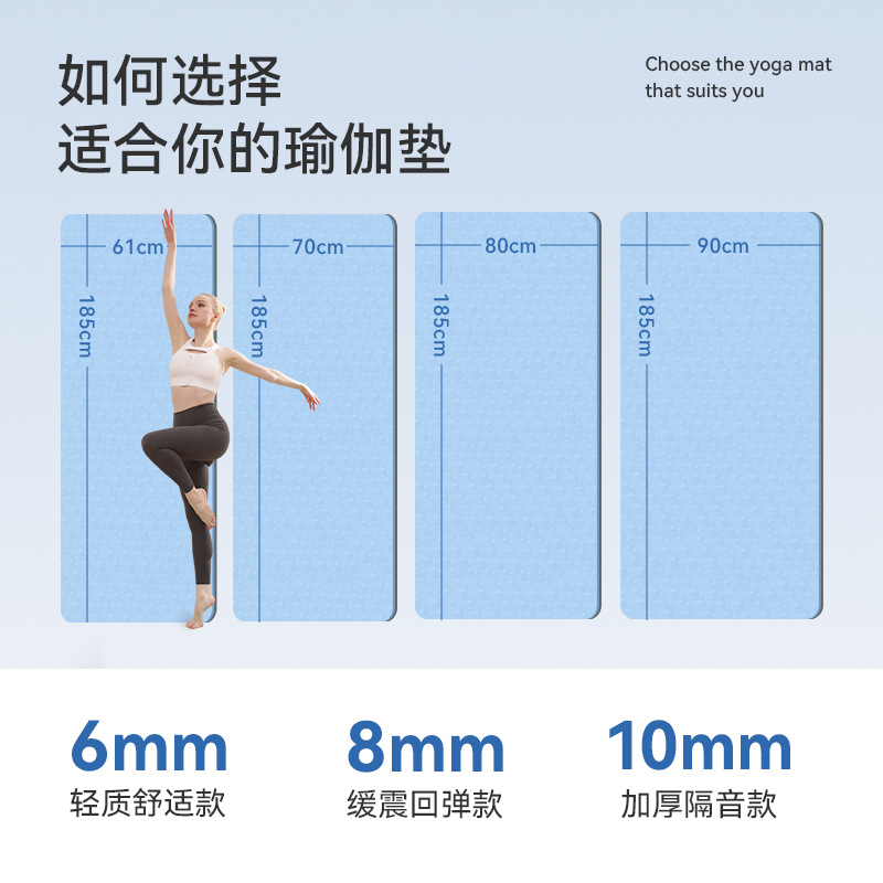 Kaymaz tpe yoga mat kalınlaşmış 10mm fitness matı ev ses yalıtımı şok emme koşu spor dans matı özelleştirme - 5