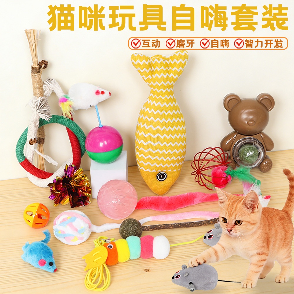 Cat Teaser Toy Set with Laser Pointer and Catnip Ball for Self-Play Training - 1