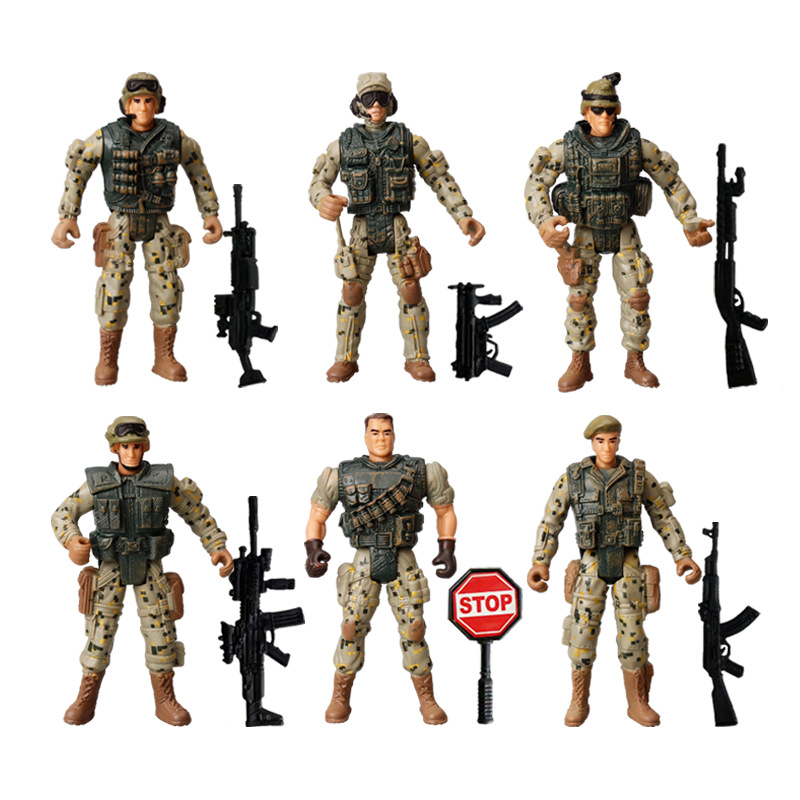 10-cm-Tarnsoldaten-Figur mit beweglichen Gelenken und Waffen