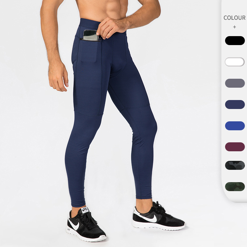 Men's Zipper Pocket Fitness Trousers, Quick-Dry, High-Elastic