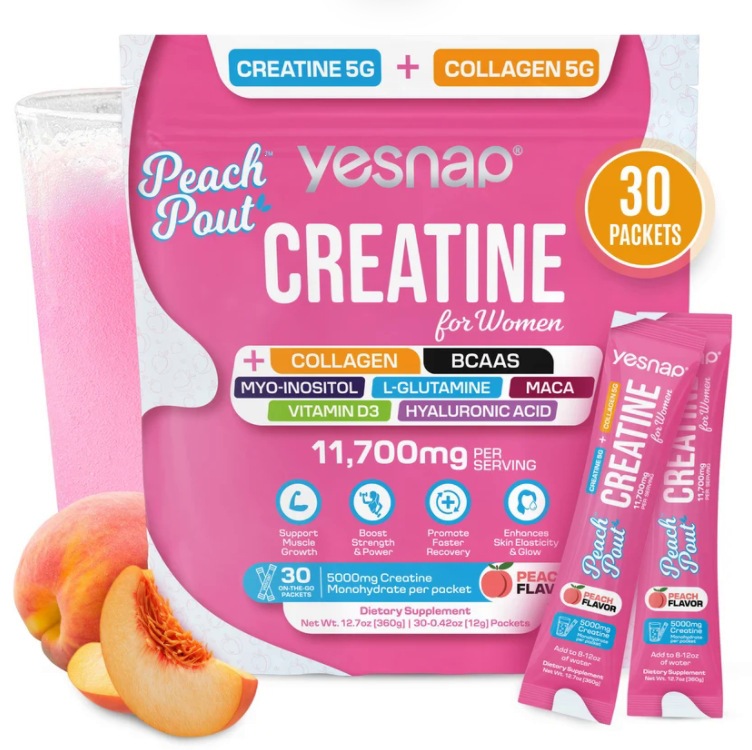 Yesnap Kadın Kreatin Tozu Kolajen BCAA Şeftali 30 Poşet - 1