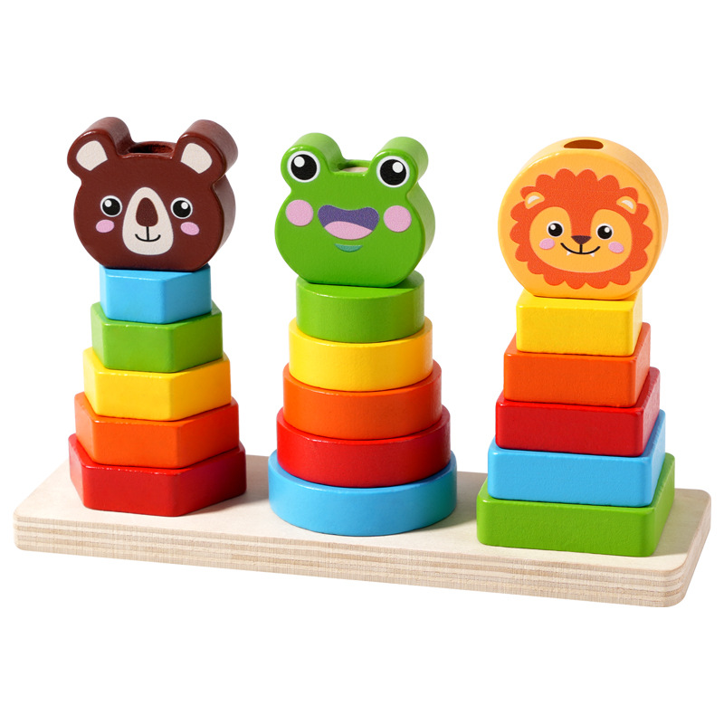 Holz-Tierform-Stapelspielzeug für Kinder mit Farberkennung