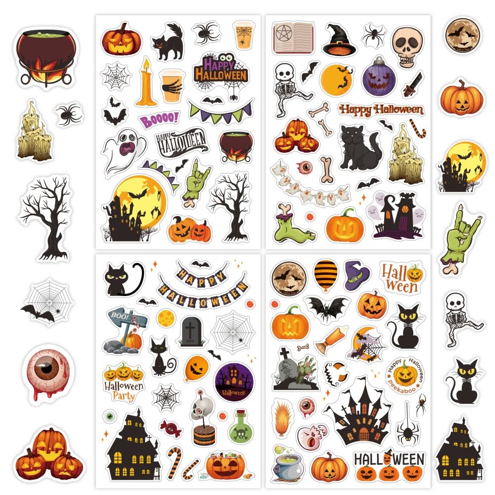 Laser Pumpkin Glitter Stickers, Waterproof for Kids, Halloween