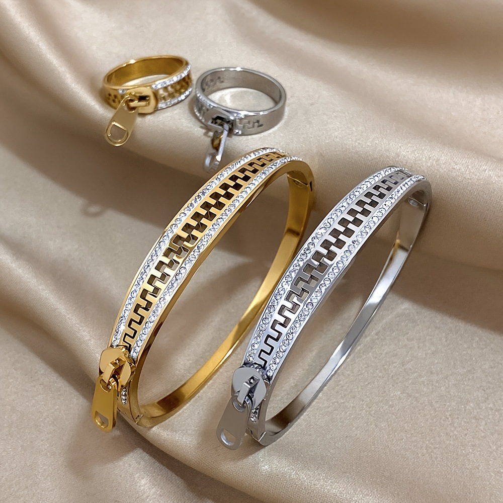 Edelstahl-Armband Ring Damen 18K Gold