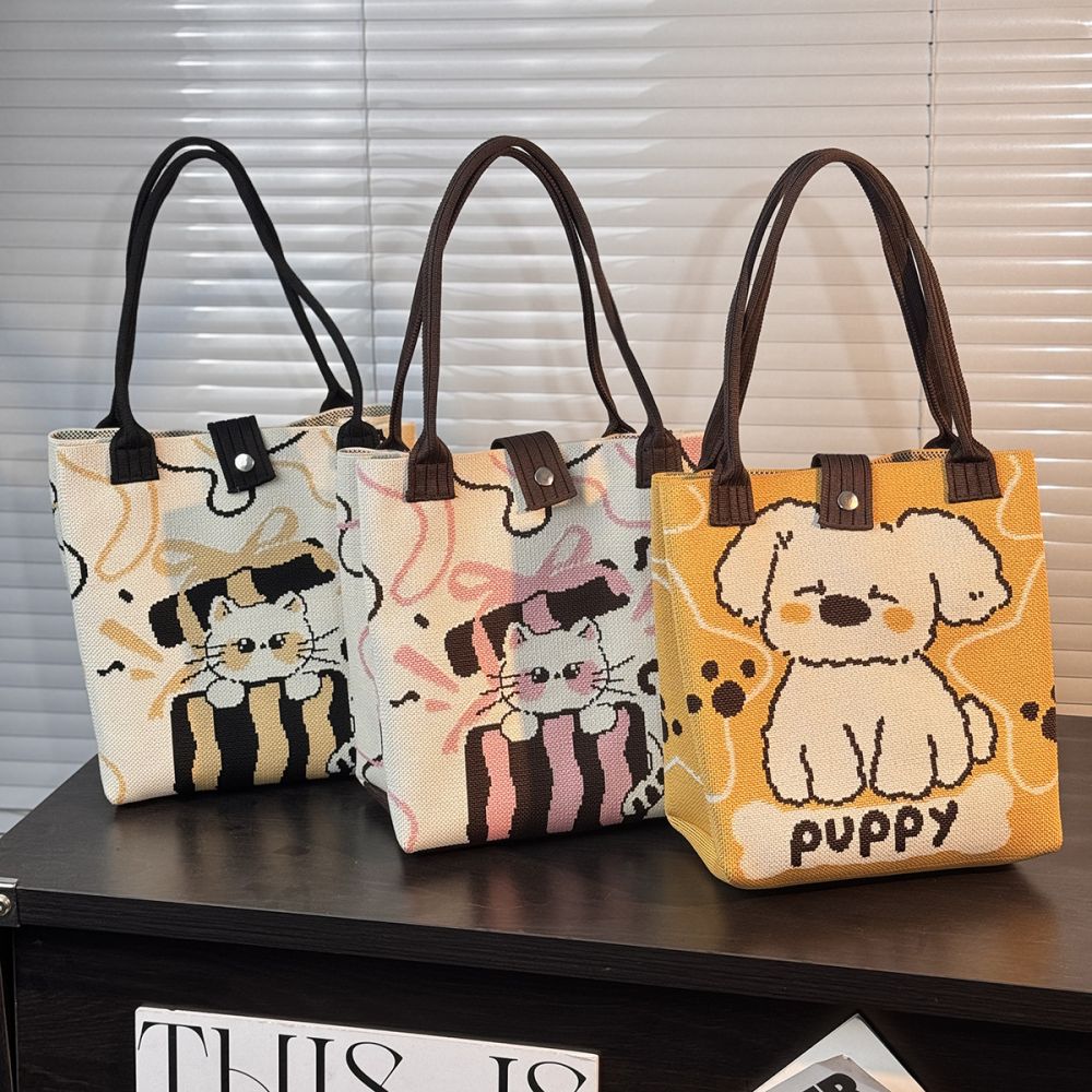 Koreanischer Pendler-Stricktote mit großem Fassungsvermögen, Feriengeschenk, Neujahrsgeschenkbeutel, Tragetasche, Handtasche, Umhängetasche