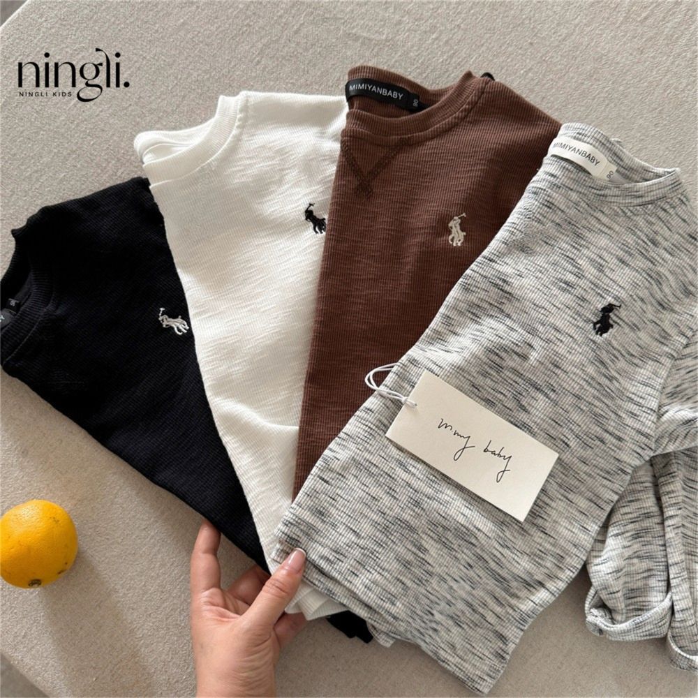 Kinder-Langarm-T-Shirt, Herbst, einfarbig