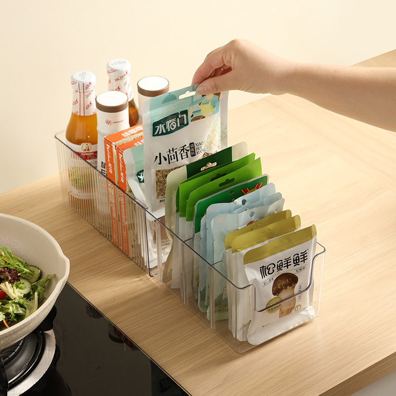 Kitchen Countertop Expandable Spice Organizer Storage Box with Multiple Compartments Seasoning Jars Condiment Storage Container - 4