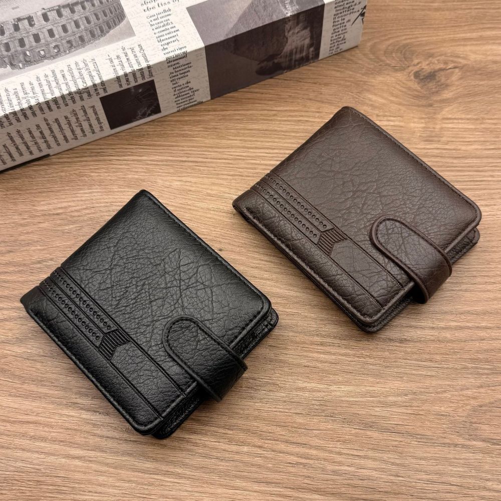 Foreign Trade Men's Wallet European and American Retro PU Leather Multi-Card Slot Coin Purse Amazon Bestseller Cross-Border Snap Fastener Short Wallet