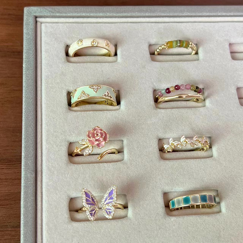 Emaille-Schmetterlingsring für Frauen, verstellbar, bunte Ausführung - 1