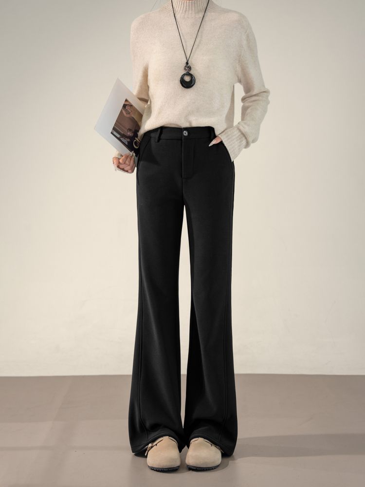 High-Waist Stretch Flare Trousers Black Women 2026