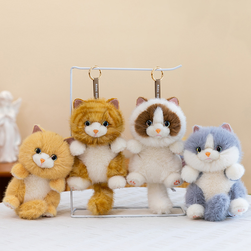 Cute Calico Cat Plush Keychain, Ragdoll Cat Bag Pendant for Girls