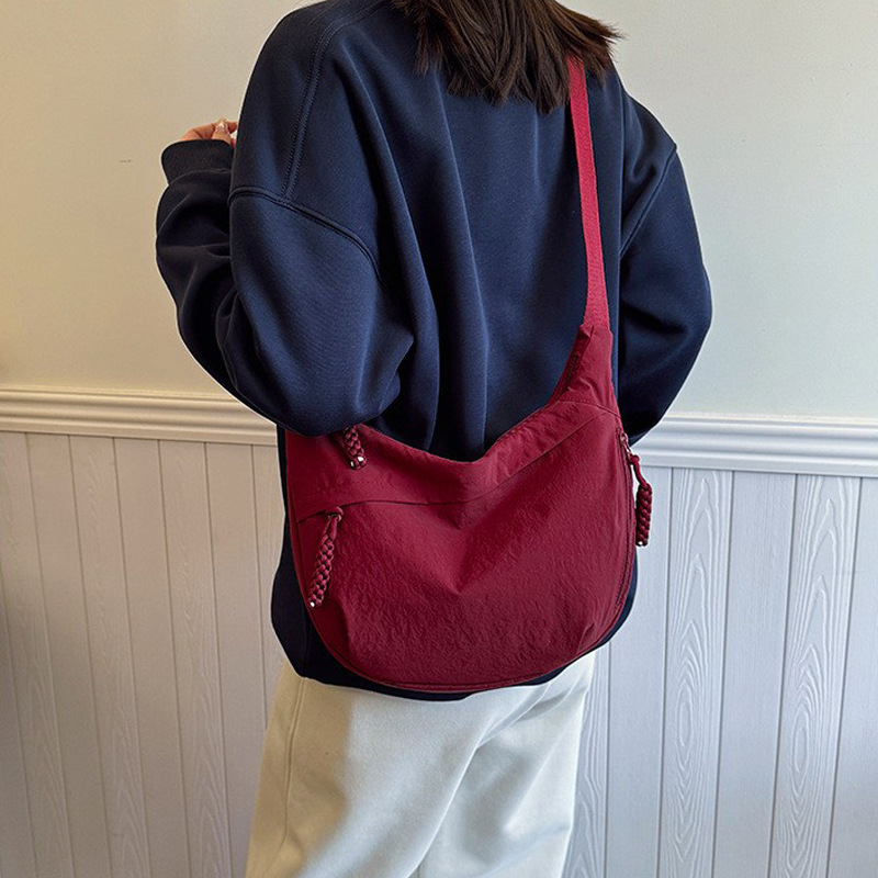 Weizenähre-Maultaschen-Tasche verdickte Nylontasche Damentasche Pendlertasche Schultertasche mit mehreren Reißverschlussfächern große Kapazität Einzelschultertasche mit Quaste - 12