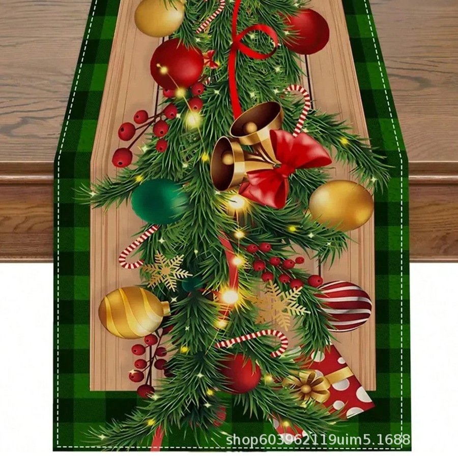 Amazon Cross-Border New Christmas Table Runner Factory Direct Winter Snowman Santa Claus Printed Table Mat