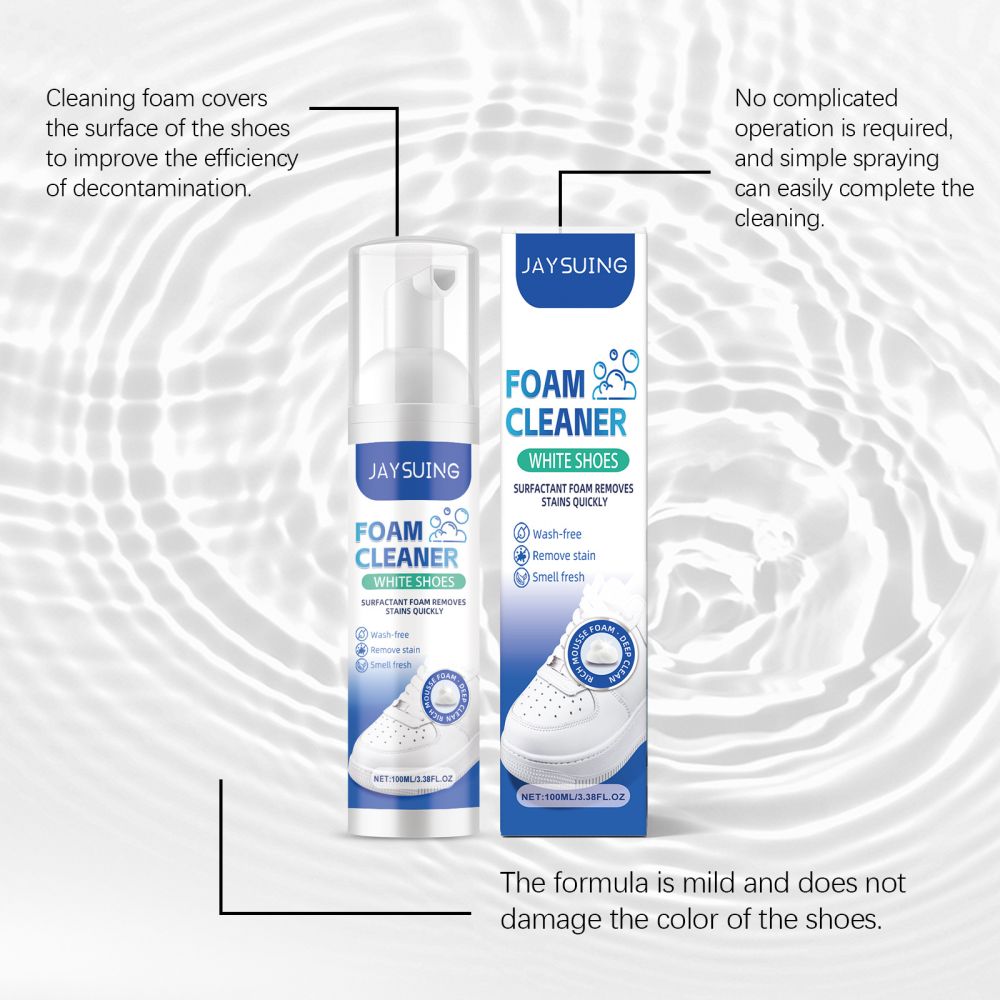 JAYSUING White Shoe Foam Cleaner Sneaker Stain Remover Upper Cleaning Waterless Whitening Shoe Cleaner