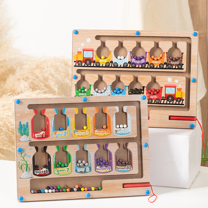 Wooden Magnetic Maze Ball Toy for Learning Numbers